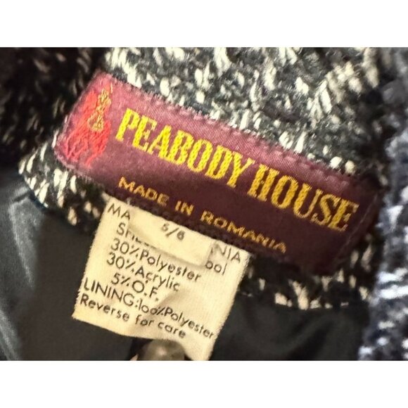 LONG WOOL BLACK OVERCOAT SZ 6 PEABODY HOUSE DOUBLE BREASTED FULLY LINED ROMANIA - Picture 3 of 4